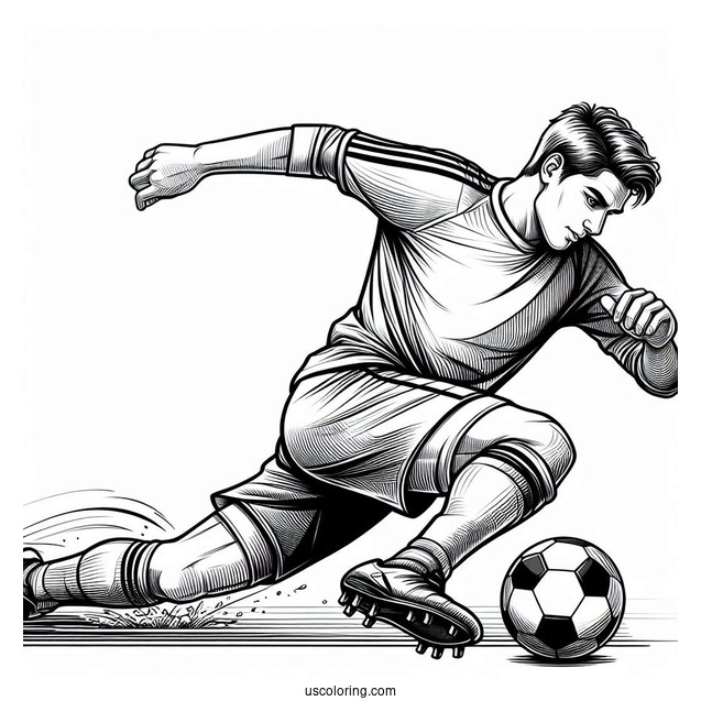 Soccer Player Doing a Slide Tackle