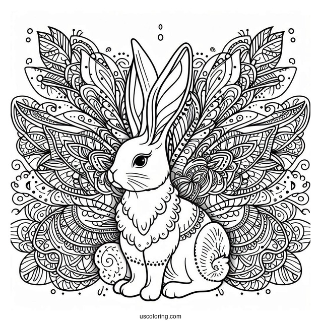 Complex Rabbit Coloring Page Mandala