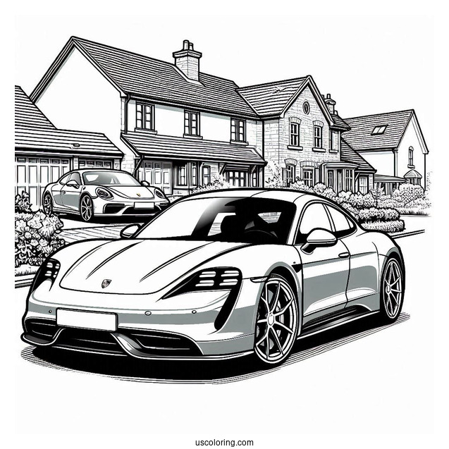 Porsche Taycan Coloring Page