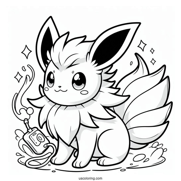 Jolteon Coloring Page Playing With Vaporeon