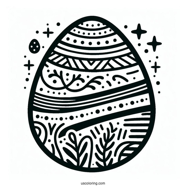 Simple Striped Easter Egg Coloring Page For Preschoolers