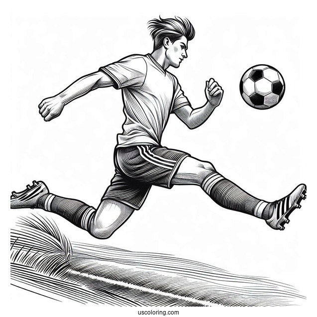 Soccer Player Doing a Header To Color