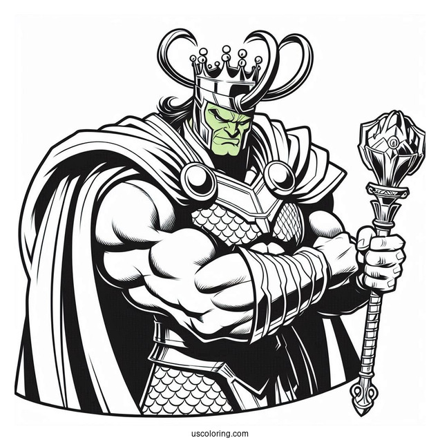 Angry Hulk Coloring Page Holding Loki Upside Down