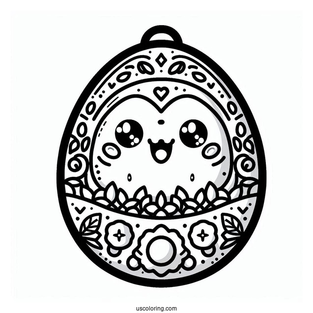 Tamagotchi Coloring Page Of Easy Kuchipatchi For Kids