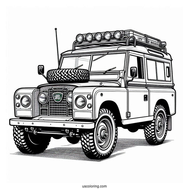 Vintage Land Rover 4X4 Car Coloring Page