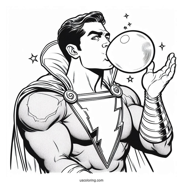 Shazam Blowing Bubblegum
