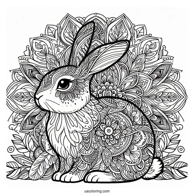 Intricate Rabbit Coloring Page Mandala
