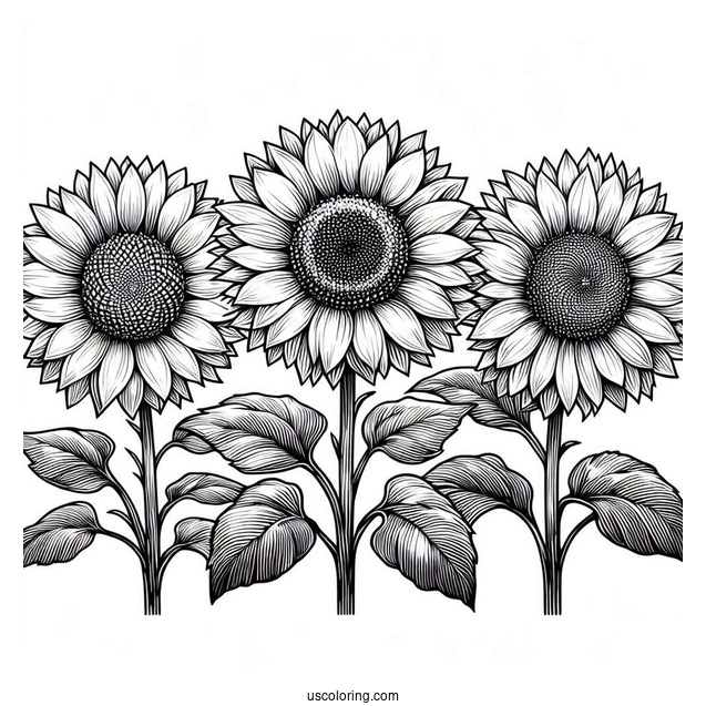 Three Big Beautiful Sunflowers