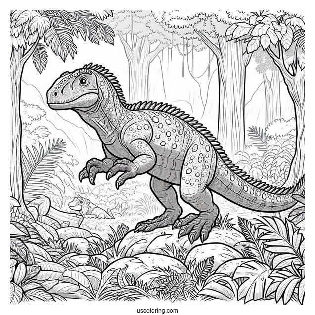 Iguanadon In The Forest Coloring Sheet