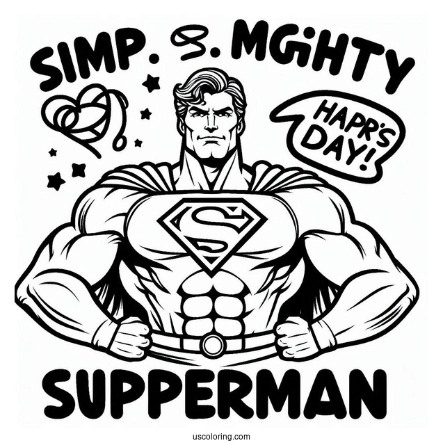 Mighty Superman With A Happy Father's Day Coloring Page Of Sign