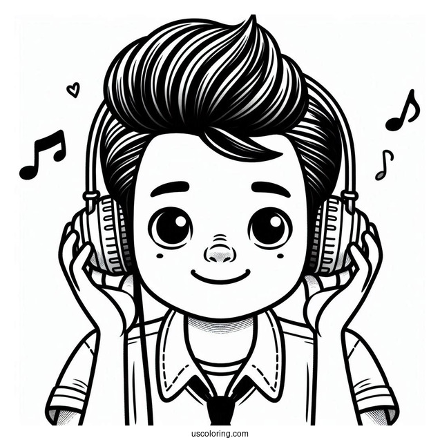 Sing Coloring Page Of Easy Johnny With Earphones On