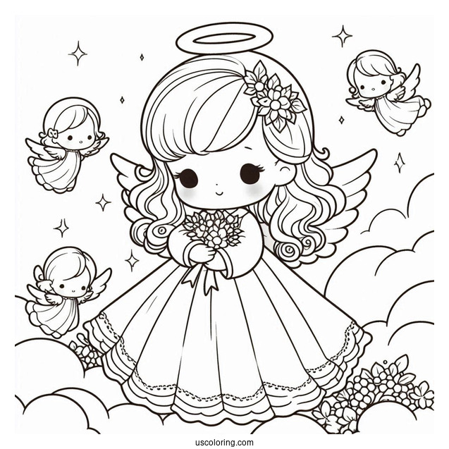 Precious Moments Coloring Page Angels Painting For Kids