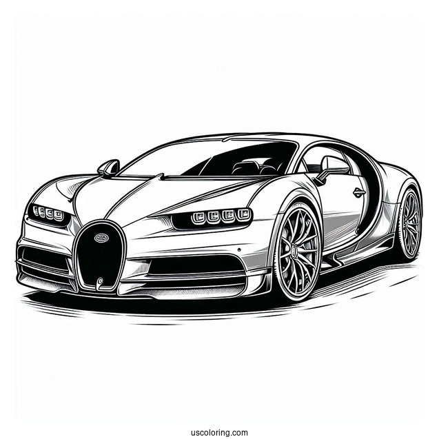 Easy Outline Of Bugatti Coloring Page Chiron For Kids