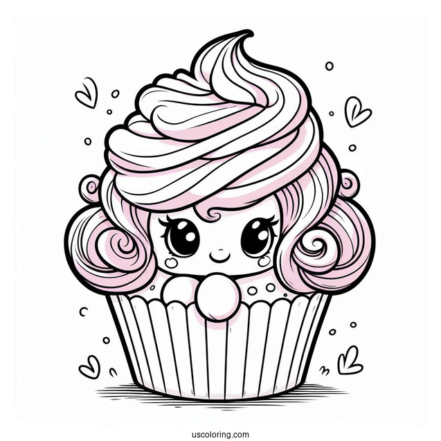 Pinkie Pie Coloring Page With Whip Cream Sitting On A Cupcake