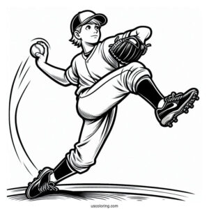 Baseball Pitcher Coloring Page