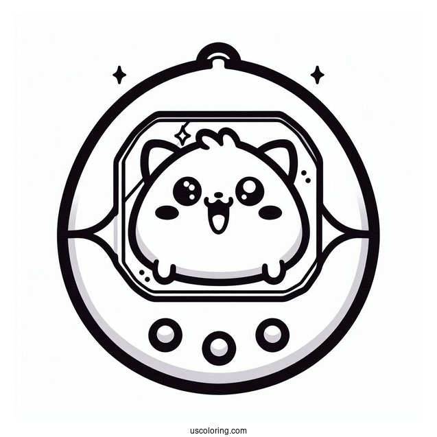 Simple Tamagotchi Coloring Pages Pet In Console