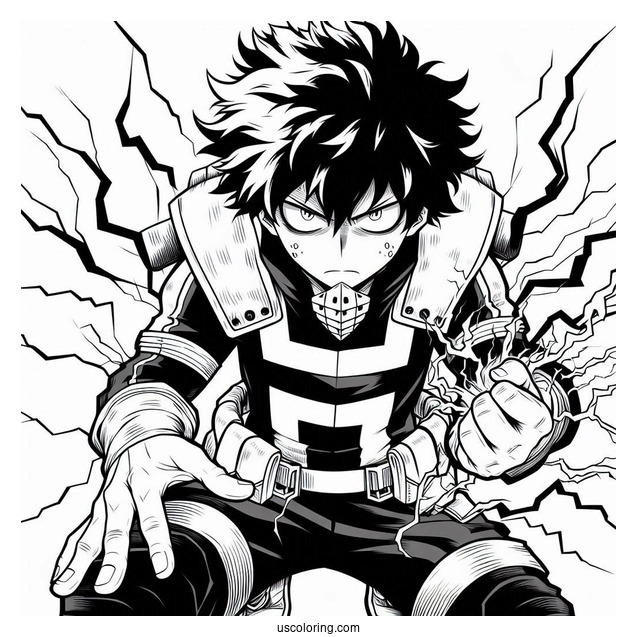 My Hero Academia Coloring Page Of Dark Deku