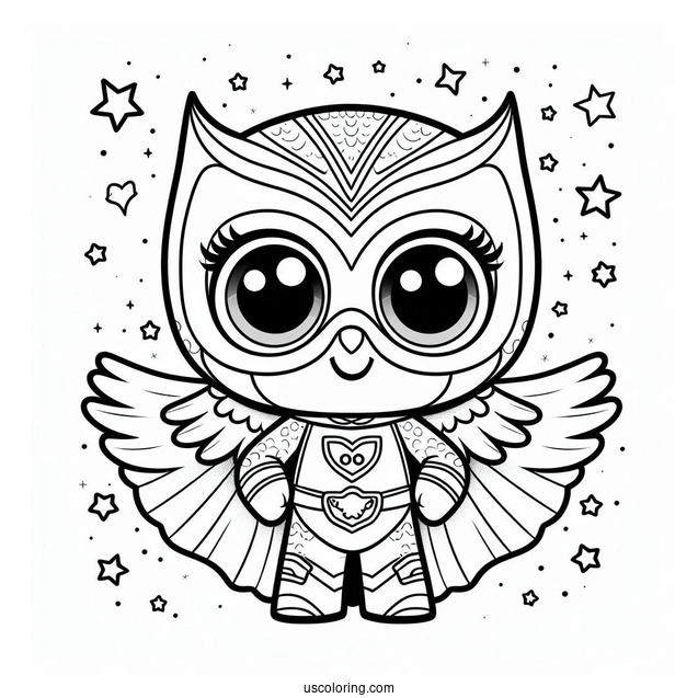 PJ Masks Coloring Page Of Space Owlette Holding Cape