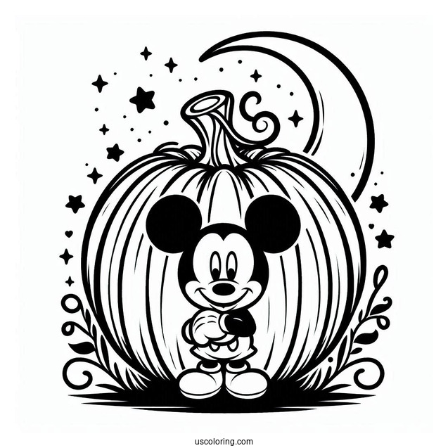 Mickey Mouse Pumpkin Coloring Page For Kids