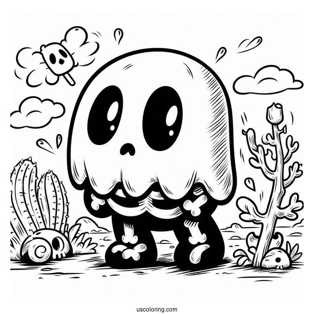 Dry Bones, Boo, And Shy Guy Coloring Page