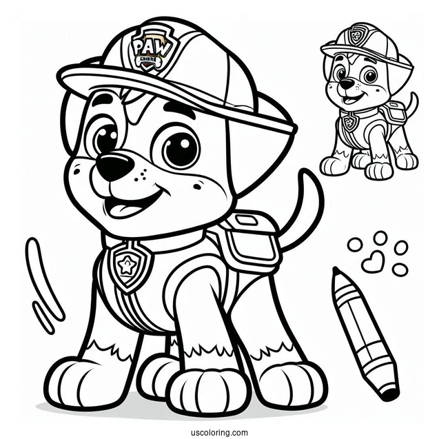 Coloring Sheet Of Tracker From Paw Patrol