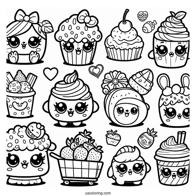 Coloring Sheet Of Shoppies With Their Shopkins