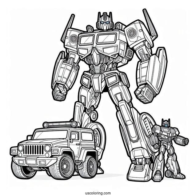 Optimus Prime And Bumblebee Rescue Bots Coloring Page