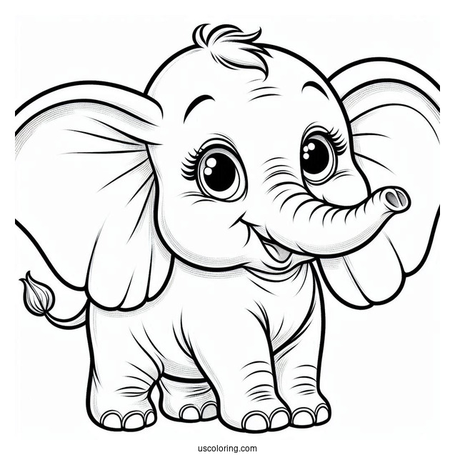 Dumbo The Elephant With Big Ears Coloring Sheet