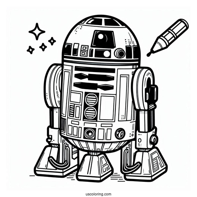 Cute R2-D2 Coloring Page Comic