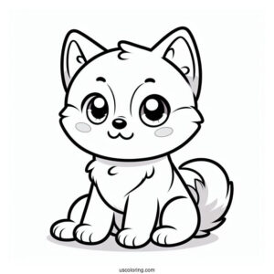 Kawaii Husky Puppy Sitting Down