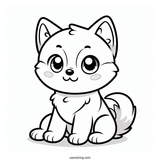 Kawaii Husky Puppy Sitting Down