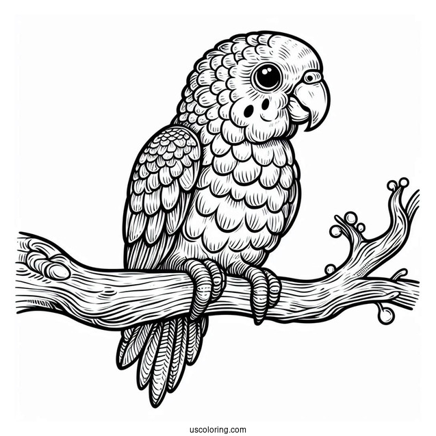Detailed Parrot Sitting On a Branch