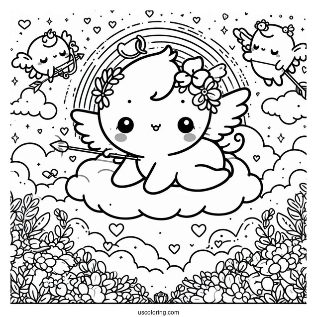 Sumikko Gurashi Coloring Page As Cupids In The Sky