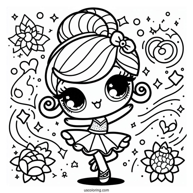 Kawaii Polly Pocket Coloring Page Dancing