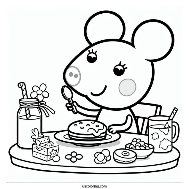 Mandy Mouse Eating Breakfast With Mummy Mouse