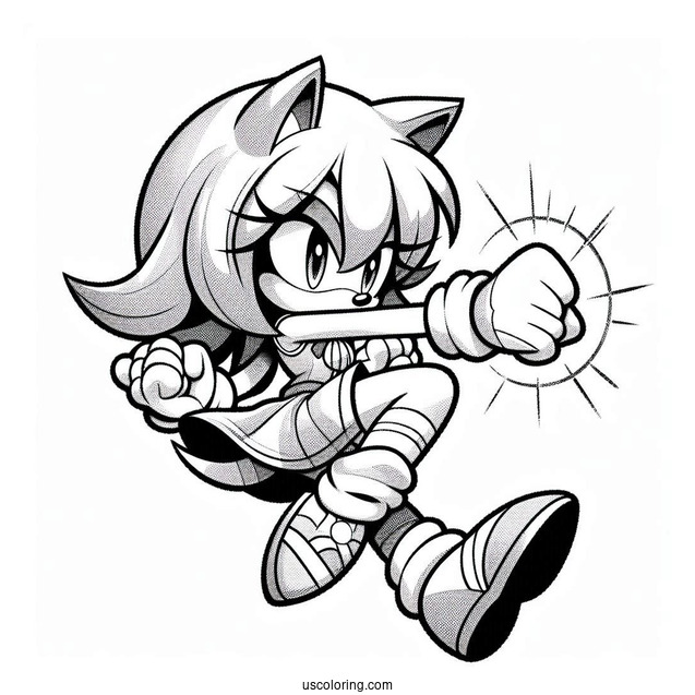 Super Sonic Coloring Page In Fighting Pose For Kids