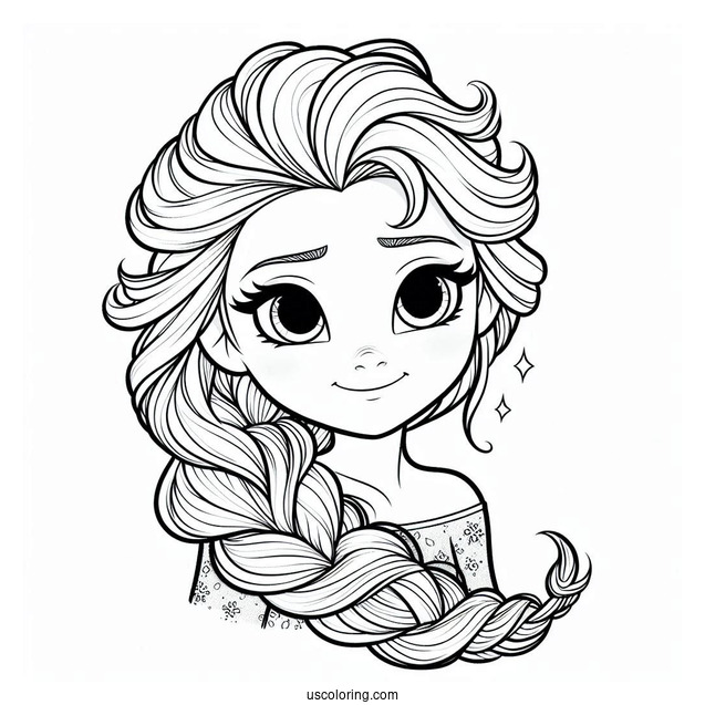 Elsa Hair Coloring Page For Kids