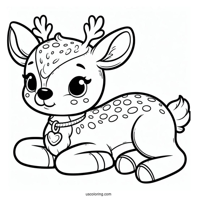 Coloring Page Of a Baby Reindeer For Preschoolers