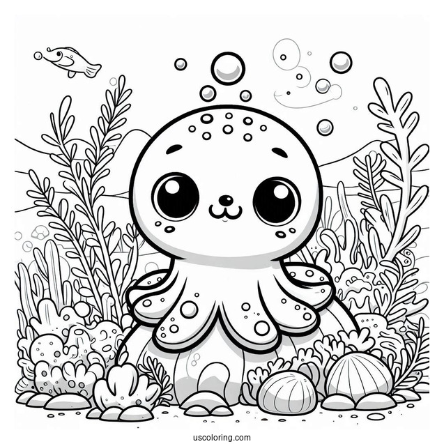 Octonauts Coloring Page Of Tunip The Vegimal In Coral Reef