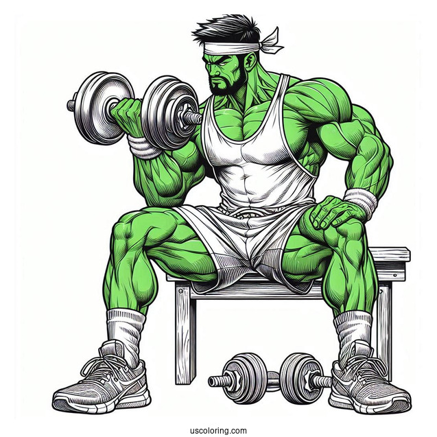 Highly Detailed Hulk Coloring For Adults