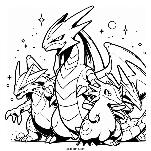 Groudon With Kyogre And Rayquaza Coloring Page