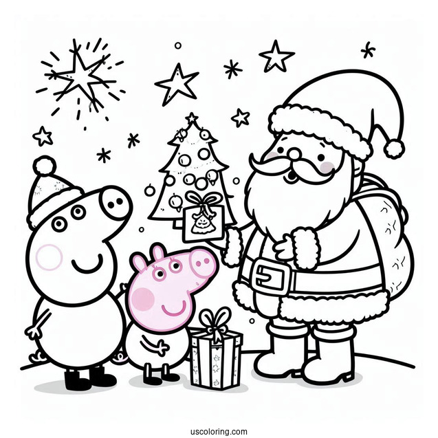 Peppa Pig And George With Santa At Christmas