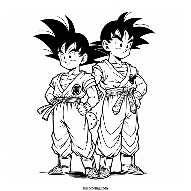 Young Krillin And Goku Coloring Page