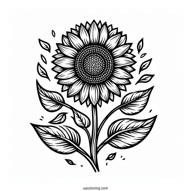 Artistic Sunflower Coloring Sheet