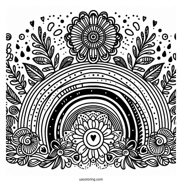 Hippy Themed Rainbow Coloring Sheet