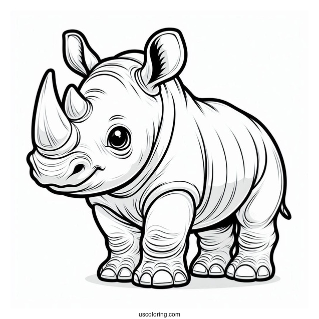 Baby Rhino Coloring Page For Kids