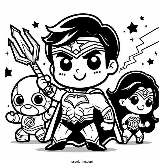 Cute Justice League Coloring Page Cartoon For Preschoolers