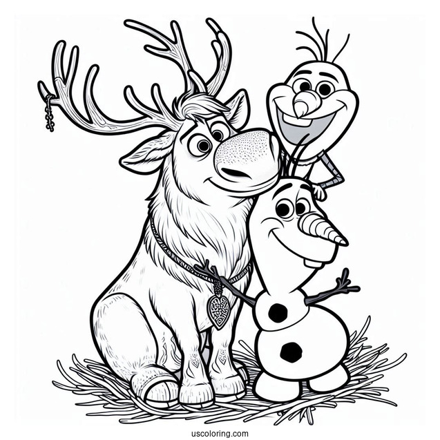 Coloring Page Of Sven And Olaf