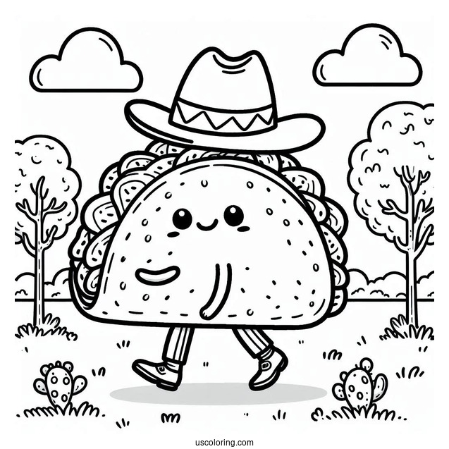 Taco With A Fedora Hat Strolling In The Park