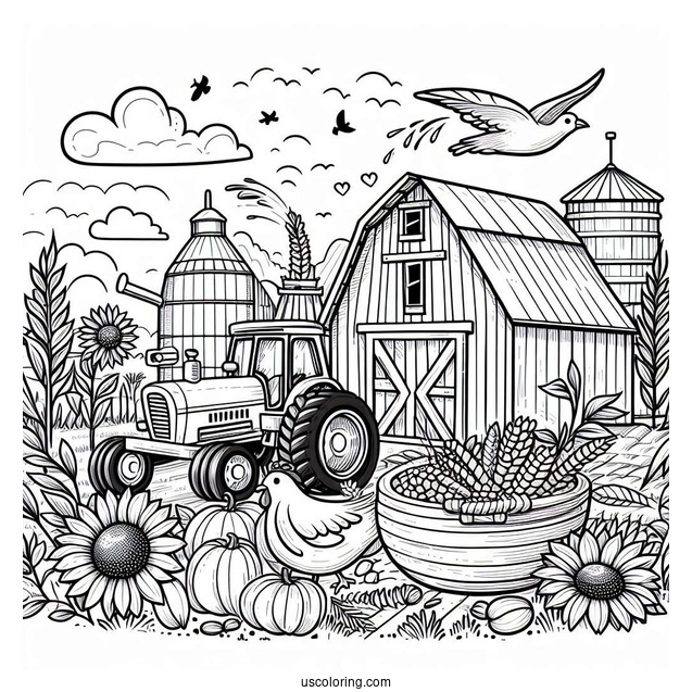 Farm Harvest To Color